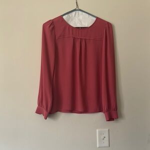 J. Crew Red Flutter Sleeve Blouse with Pleated Design